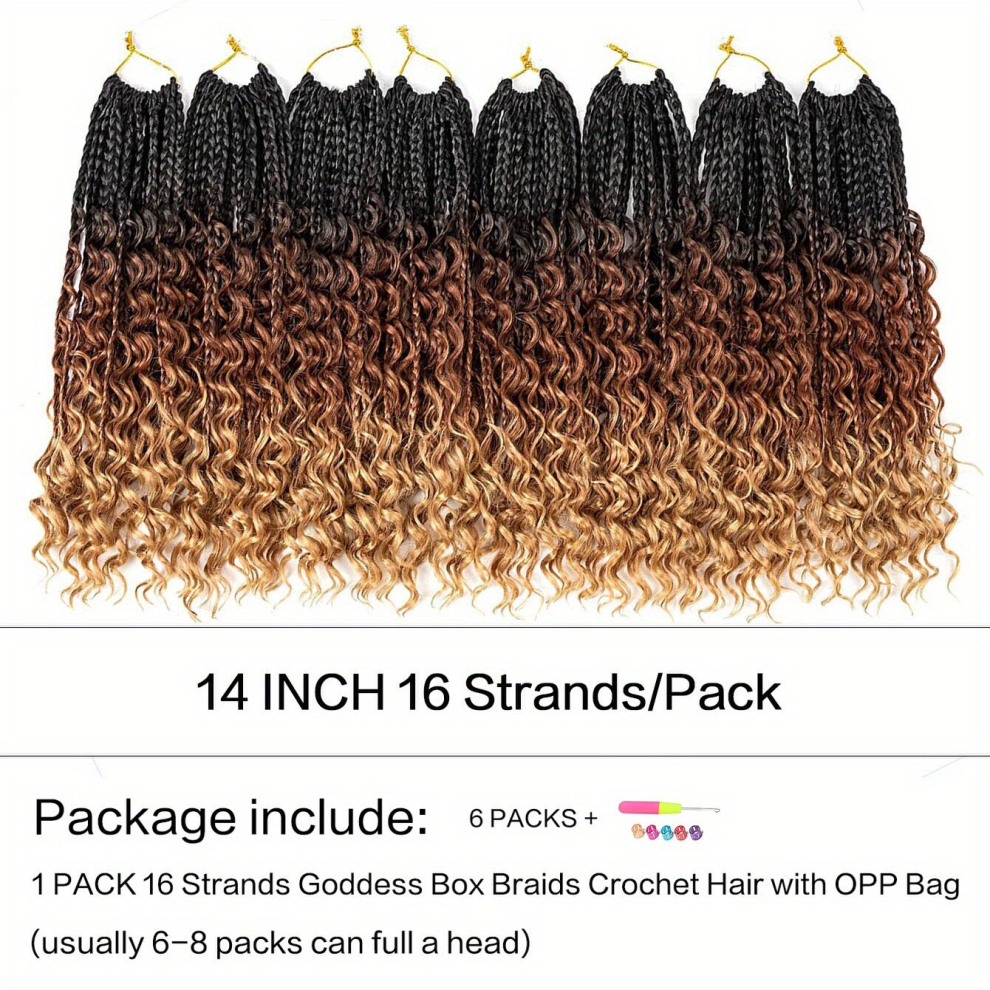 Unisex Multicoloured Box Braids Crochet Braids Curly Ends 3X Box Braid Ombre Synthetic Hair Extensions For Women Hair Wigs