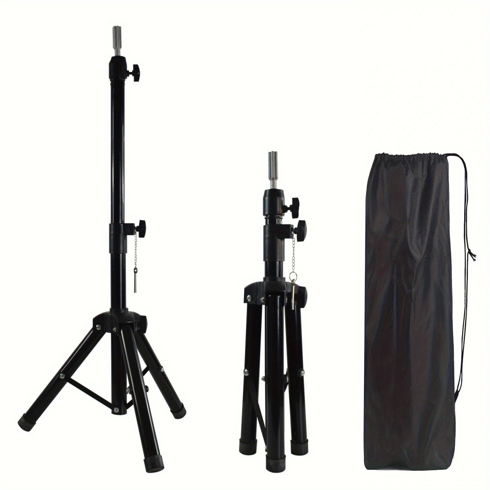 Unisex Black 114 Wig Stand Tripod Mannequin Head Stand Metal Adjustable Heavy Duty Wig Head Stand For Canvas Block Head Cosmetology Hairdressing Training Doll Head