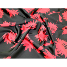 John Kaldor Ursula Stretch Woven Sateen Fabric Black & Red - per metre