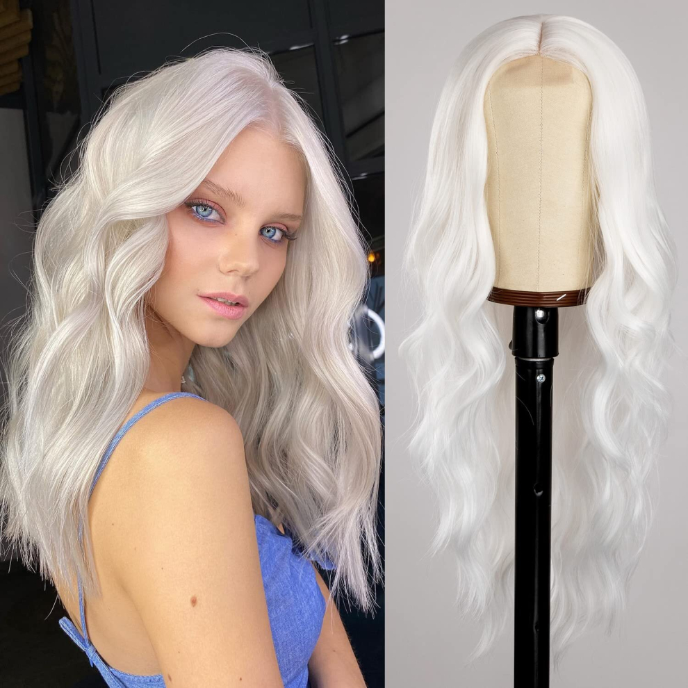 Long Wavy Wig For Women Curly Wavy Wig Middle Part 66 04 Cm Natural Looking Synthetic Heat Resistant Fiber Wigs For Daily Party Use