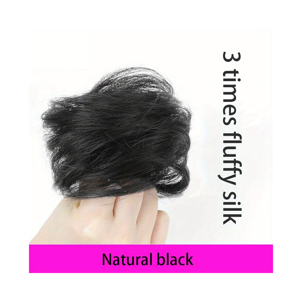 Unisex Black Elastic Synthetic Updo Bun Hairpiece Hair Extensions Donut Chignon Accessories For Women