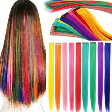 9pcs Colorful Hair Extension Clips Straight Hair Multicolor Hair Extensions Accessories Girls Women Gift Party Highlights Wig Pieces For Women Cosplay