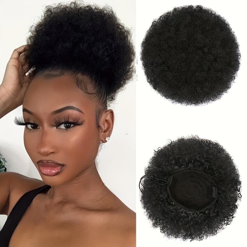 Afro Curly Hair Buns Updo Chignon Drawstring Ponytail Extension Women Short African Twisted Curly Hair Bun Ponytail Extension Synthetic Hair Patch Afr