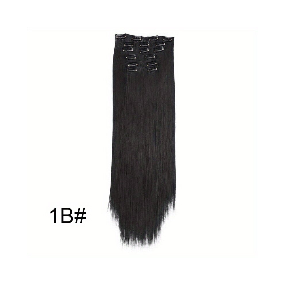 Synthetic 16 Clips In Straight Hair Extensions Invisible Hair Extensions Synthetic Straight Heat Resistant Fiber Hairpieces For Women