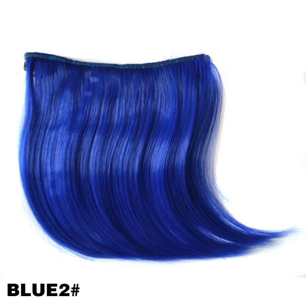Unisex Blue 1Pc Women Hair Styling Pretty Girls Clip On Clip In Front Hair Bang Fringe Hair Extension Piece Thin