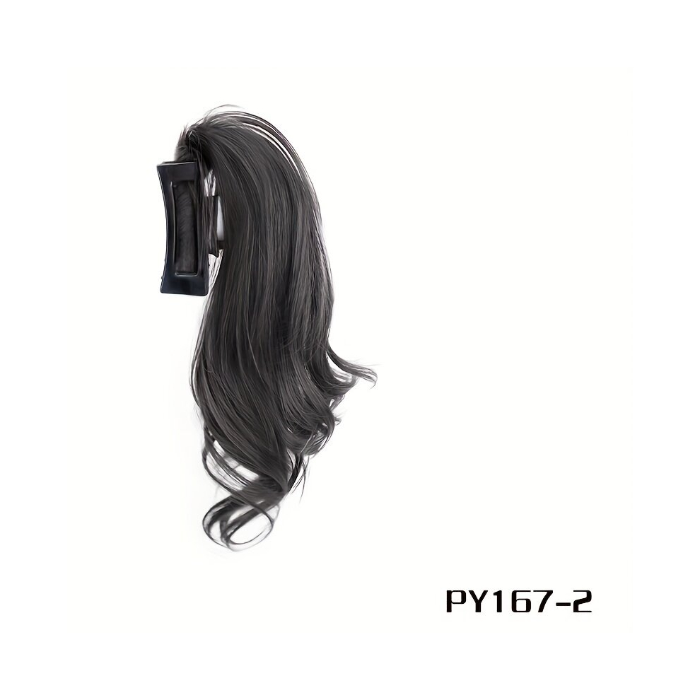 Unisex Multicoloured Synthetic Claw Ponytails Wig Half Pony Tail Hair Extensions Natural Brown Curly Hairpiece For Women