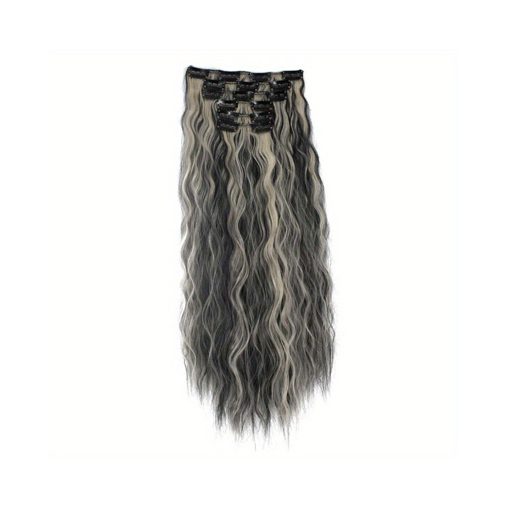 Unisex Multicoloured 50 8 Cm Clip In Water Wave Hair Extensions Long Mermaid Waves Wavy Synthetic Fiber Clip In Hairpiece For Women