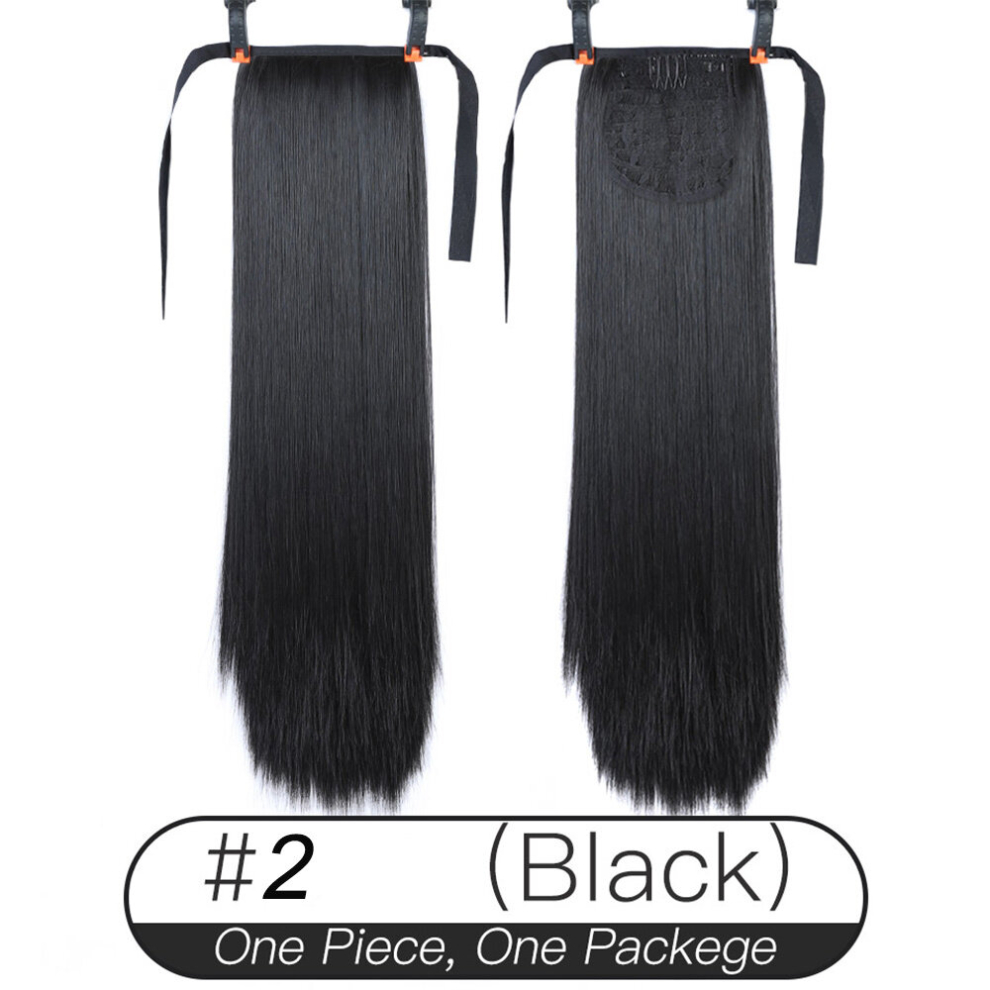 Long Straight Ponytail Extensions With Ties Natural Looking Synthetic Hair Extensions For Women Girls