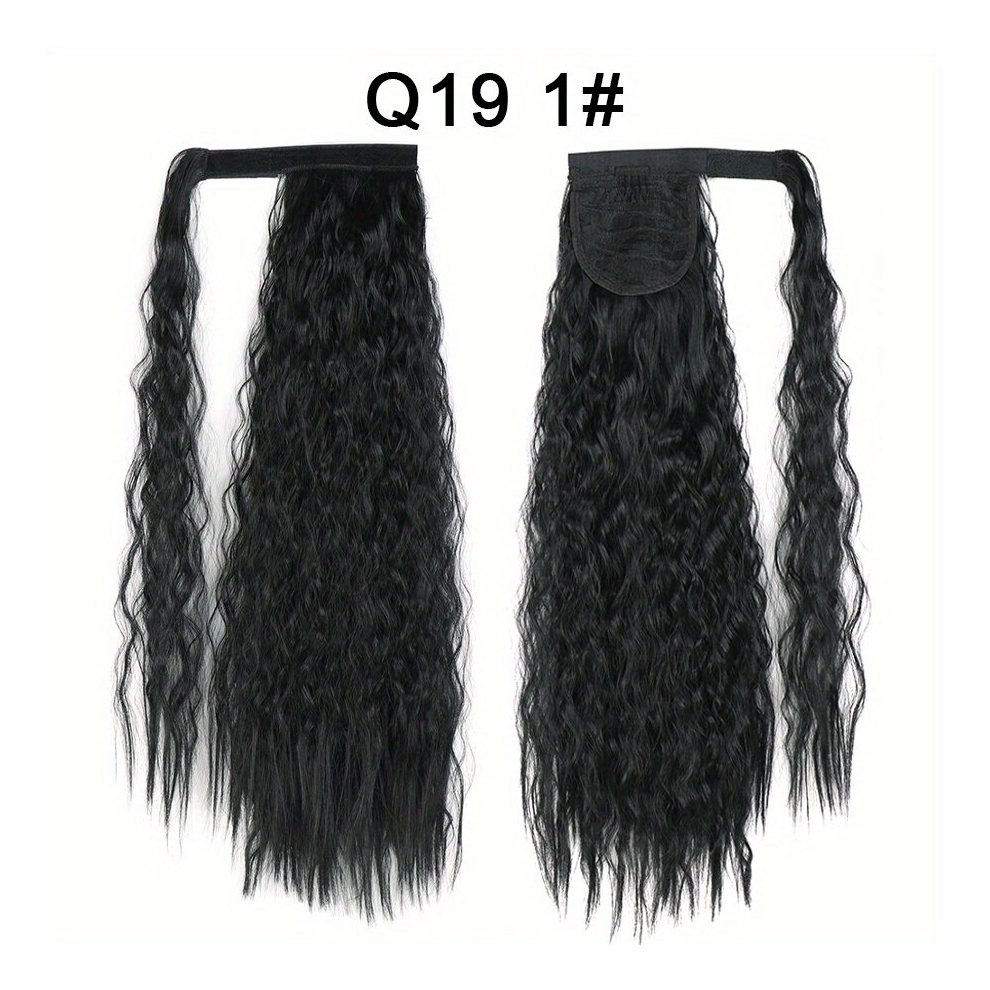 55 88 Cm Long Corn Wavy Drawstring Ponytail Extensions For Women Synthetic Long Curly Wavy Clip In Ponytail Hair Extensions For Daily Party Use