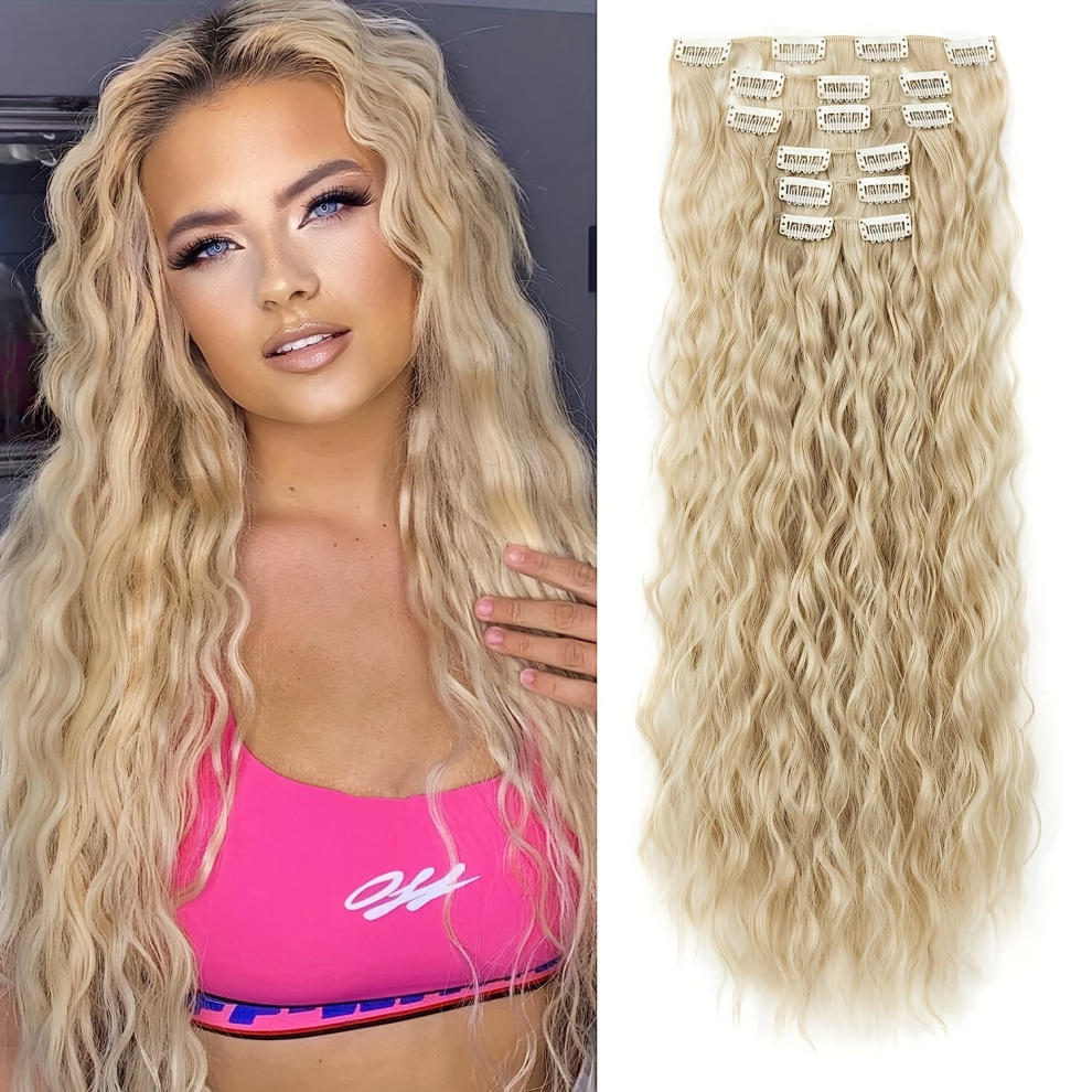 6pcs set Long Curly Wavy Hair Pieces Synthetic Clip In Hair Extensions Natural Looking For Daily Use