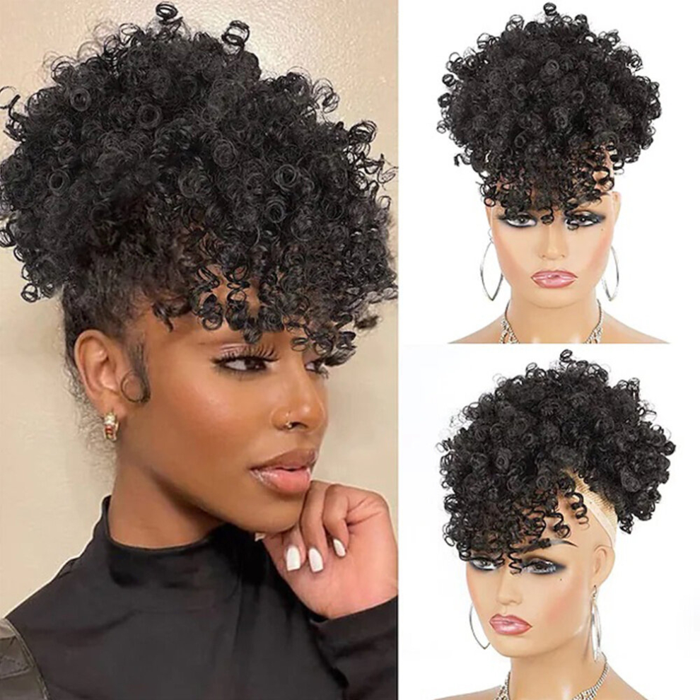 Unisex Multicoloured Afro Puff Drawstring Ponytail With Kinky Curly Hair Clip In Bangs Short Ponytail Hair Extensions Updo Hairpieces For Women