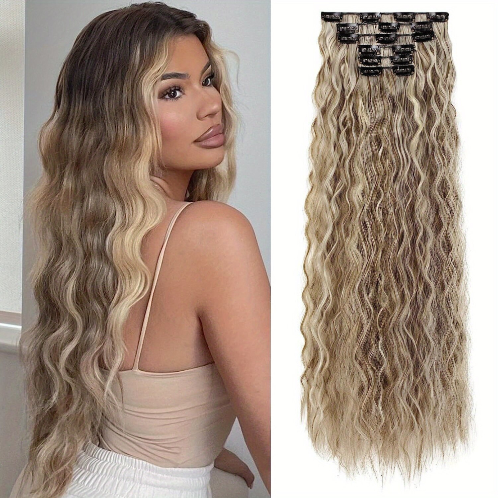 6pcs set Long Curly Hair Pieces Synthetic Clip In Hair Extensions Natural Looking For Daily Use