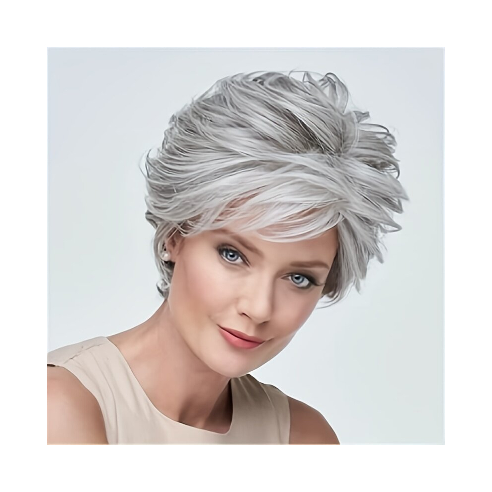 Unisex Multicoloured Short Straight Pixie Cut Wig With Bangs Synthetic Wig Beginners Friendly Heat Resistant