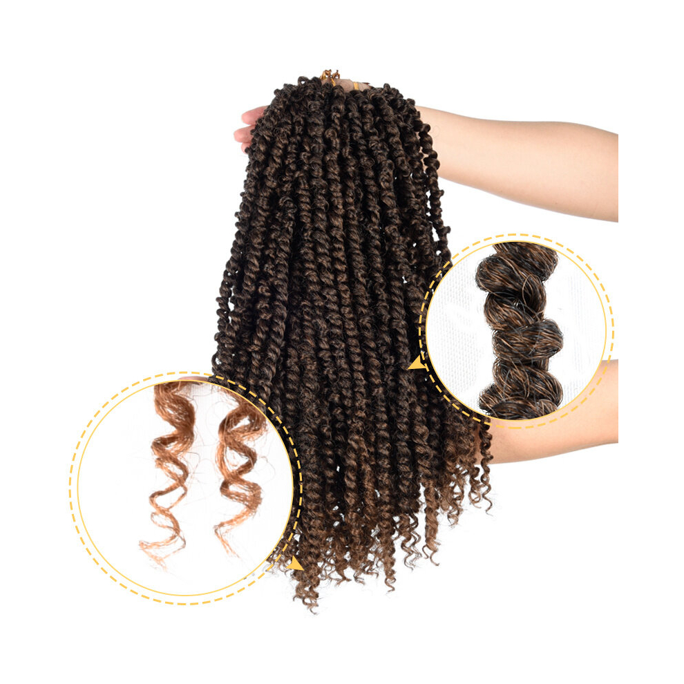 Unisex Multicoloured Passion Twist 18 Inch Fluffy Pre Twist Pre Stretched Ombre Braiding Hair Synthetic Crochet Braids Hair Extension