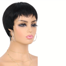 Straight Pixie Cut Wigs Short Human Hair Wigs For Women None Lace Full Machine Human Hair Wigs 10 16 20 32 Cm