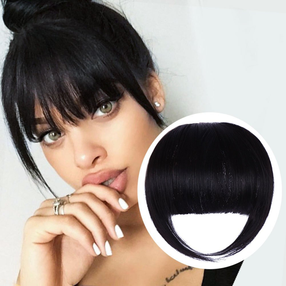 Unisex Multicoloured Invisible Clip In Bangs With Temples Natural Flat Fringe Hairpieces For Daily Wear