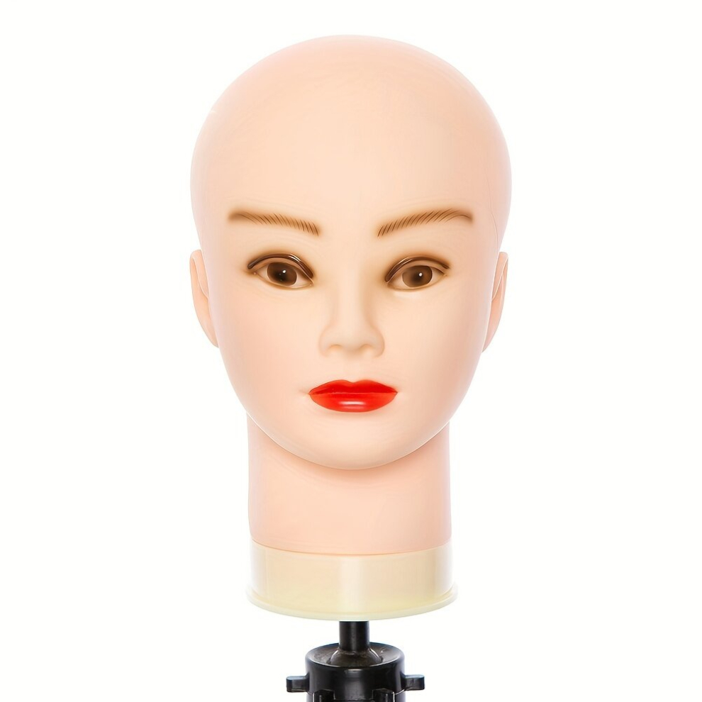 Bald Mannequin Head Soft PVC Female Head For Wig Making Hats And Glasses Display Professional Cosmetology Model Head Beige