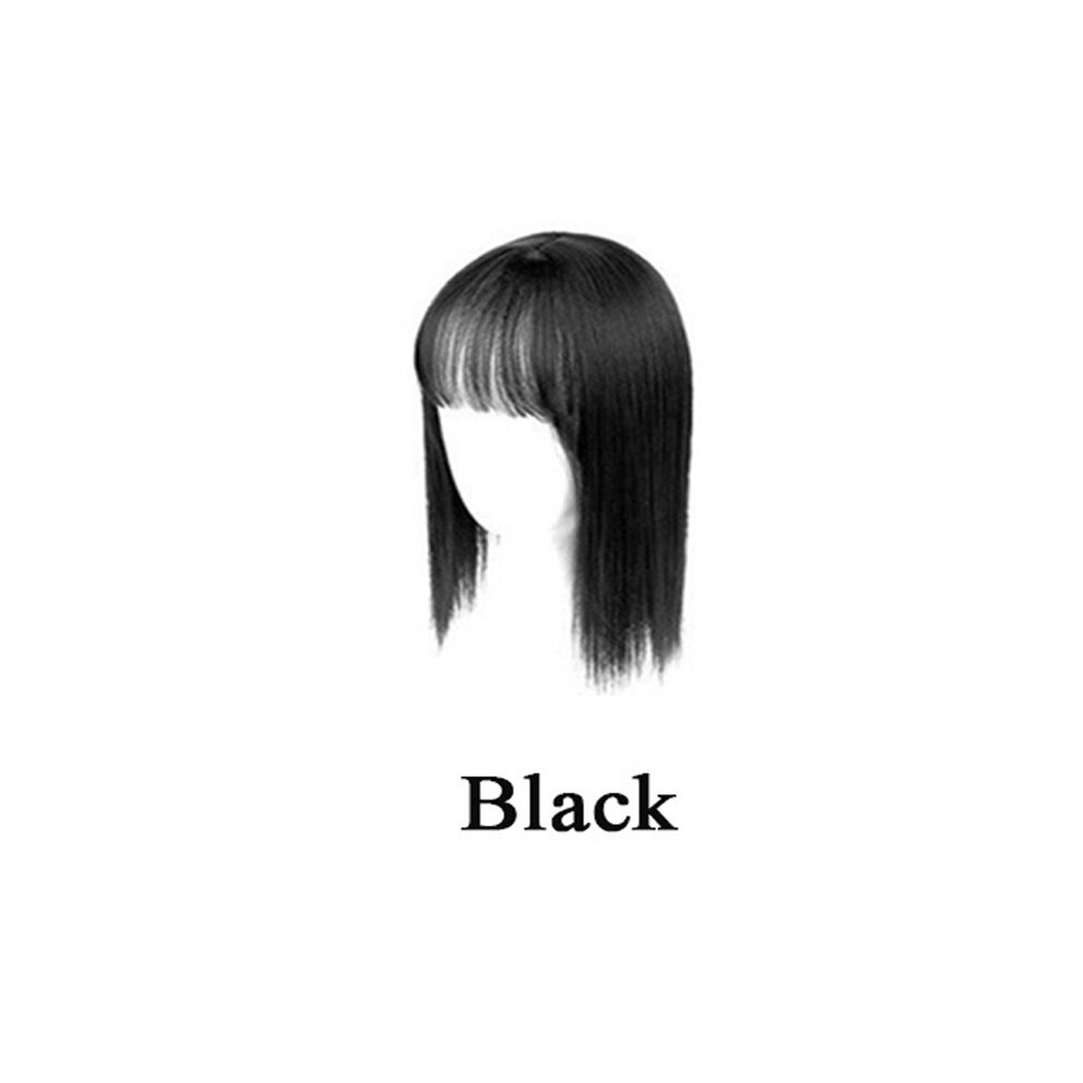 Unisex Black 25 Women Hairpiece Topper Closure With Bangs 1Pc Toupee Hair Extension Hair Topper Piece