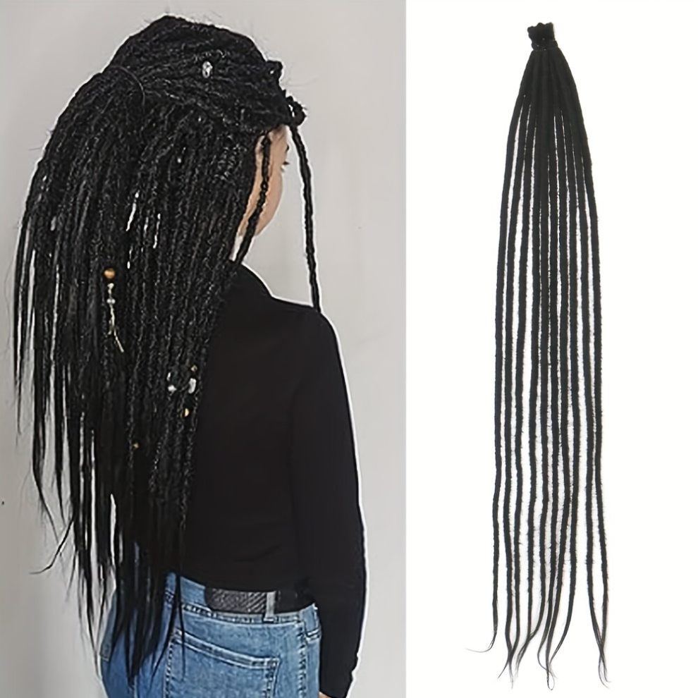 Unisex Black 10 Strands Pack Dreadlocks Hair Extensions 60 96 Cm Soft Crochet Dreadlocks Braids Hair Synthetic Faux Locs Braids Punk Hip Hop Reggae Hair Braiding W
