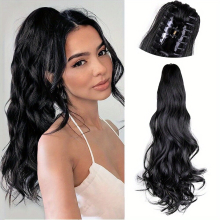 Ponytail Extension Claw Clip Synthetic 50 8 Cm Long Wavy Brown Hair Extension Wig Natural Fluffy Curly Pony Tail Extension Suitable For Women Daily Us