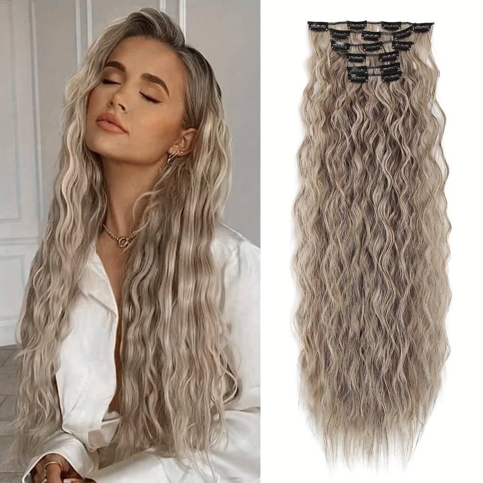 6pcs set Long Curly Hair Pieces Synthetic Clip In Hair Extensions Natural Looking For Daily Use