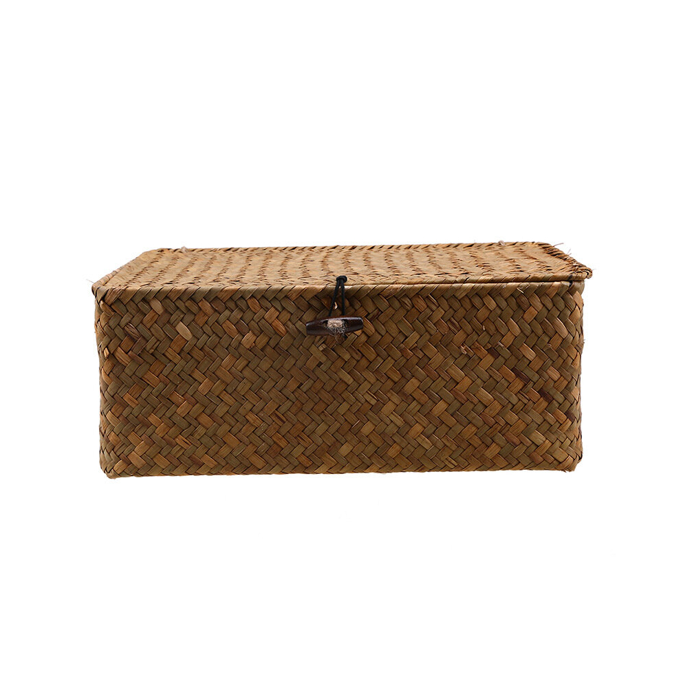 (M) 3pcs Handcrafted Grass Woven Storage Box With Lid Lock Gifts Xmas Hamper  Basket
