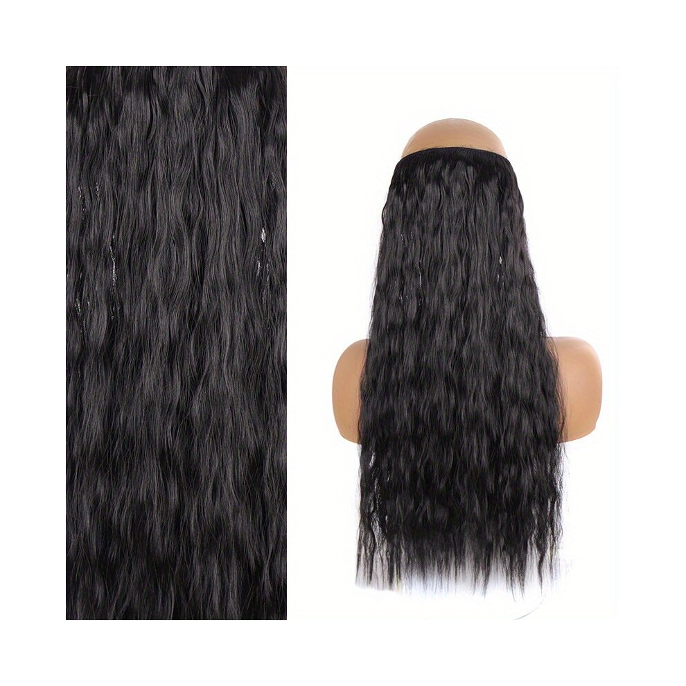 Synthetic Water Wave Hair Extensions With Fishing Line Invisible Seamless Hair Extensions For Women Natural Looking Fiber Synthetic Curly Hair Extensi