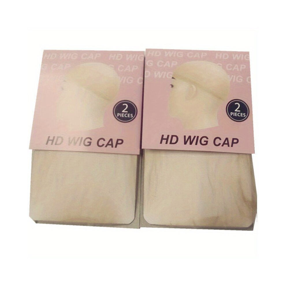 Unisex White 2Pcs Bag Ultra Thin Hd Wig Cap Stretchy Nylon Mesh Stocking Cap For Weave And Wigs Perfectly Secures Hair And Provides Comfortable Fit