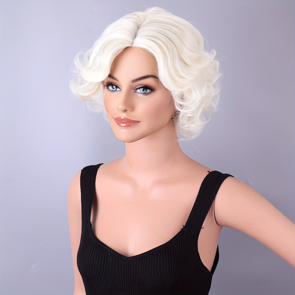 Short Curly Bob Cut Wig Synthetic Wig Beginners Friendly Heat Resistant Wig Blonde Wig