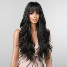 Long Light Wig With Bangs Synthetic Wavy Wigs For Women Women Long Curly Heat Resistant Brown Hair Wig Cosplay Wig 26 Inches