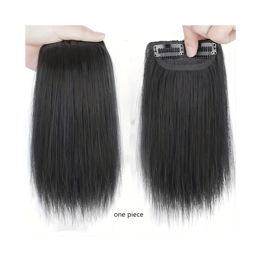 Unisex Black Thick Hair Piece Clip In Hair Extensions Adding Hair Volume Fluffy Invisible Hairpin Hairpiece Synthetic Short Straight Hair Piece For Thinning Hair 2