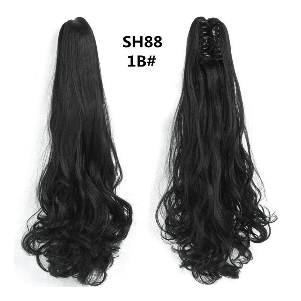 Wavy Ponytail Hair Extension Synthetic Long Wavy Claw Clip Hair Extension Heat Resistant Fiber Ponytail Wig For Women