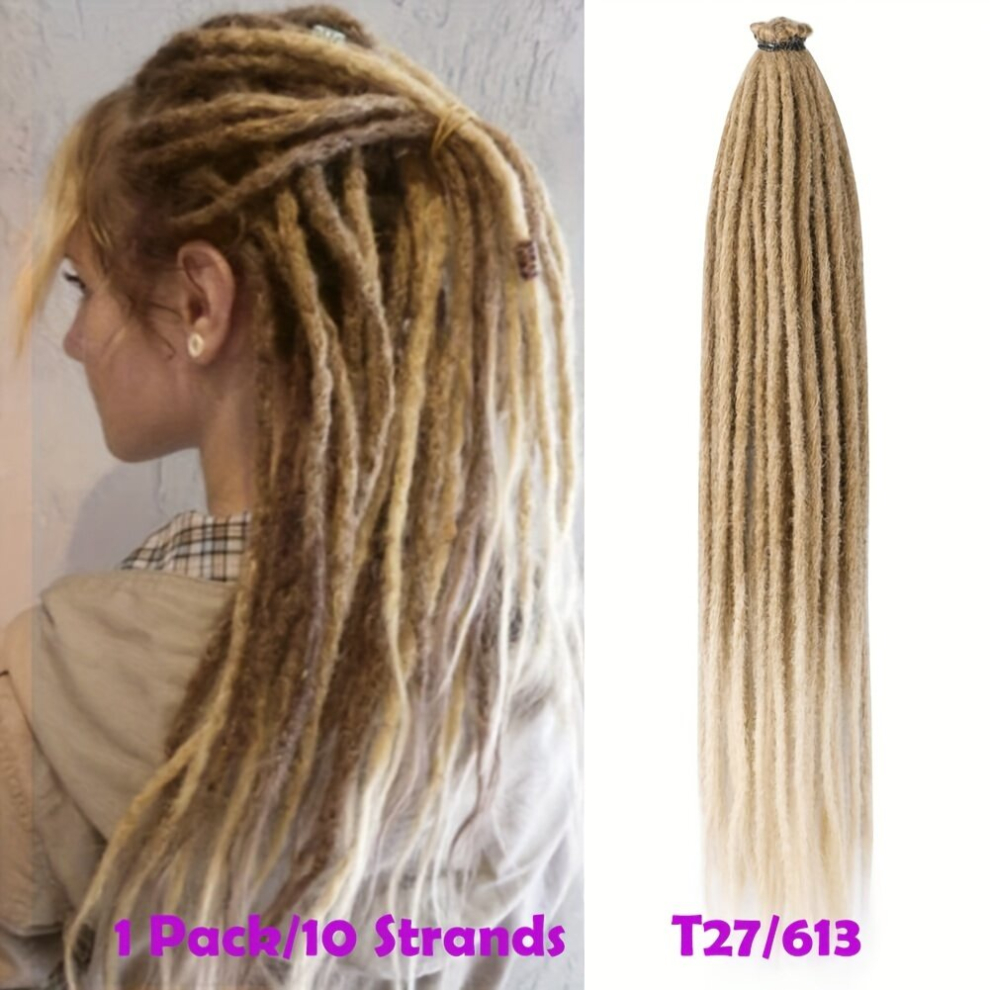 Unisex Multicoloured 24 Inch Synthetic Dreadlock Extensions 10 Strands Hippie Single Ended Dreads Ombre Blonde 0 6 Cm Width Loc Extensions Reggae Style Crochet Hair For Wo