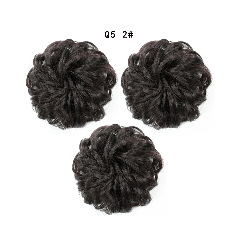Unisex Multicoloured Messy Chignon Hair Extensions Curly Wavy Mixed Blonde Ash Blonde Synthetic Messy Hair Bun Extensions For Women Girls