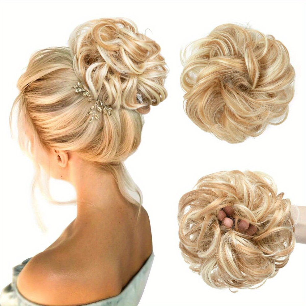 Fluffy Messy Curly Wavy Hair Bun Hair Piece Synthetic Tousled Updo Bun Scrunchies Messy Hair Extensions For Women Girls-image-OPC-PCN29D5-NEW