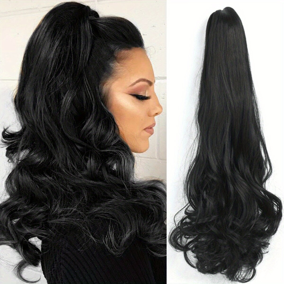 Unisex Multicoloured Ponytail Extension Hair Ponytail Extensions With Claw Long Wavy Curly Synthetic Claw On Ponytail Hair Extension Hair Piece For Women