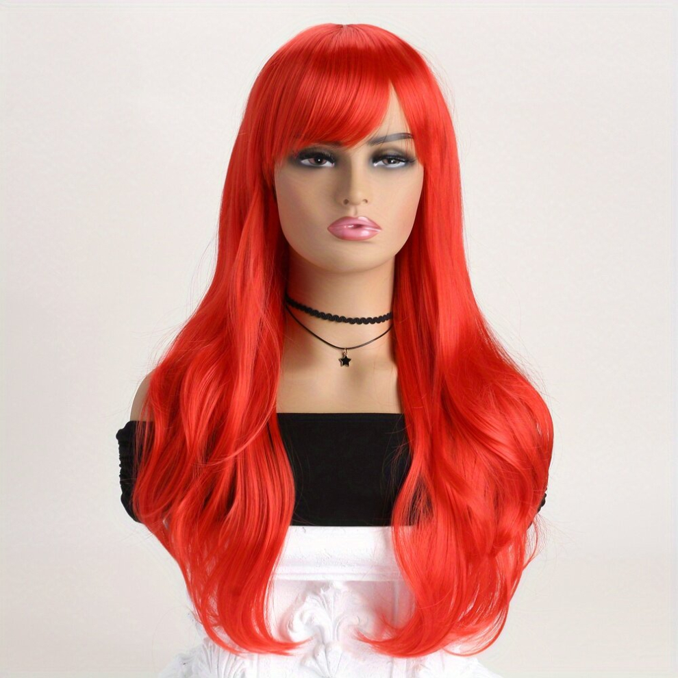 Blonde Long Curly Wavy Wig Body Wave Wig With Bangs Synthetic Wig Beginners Friendly Heat Resistant