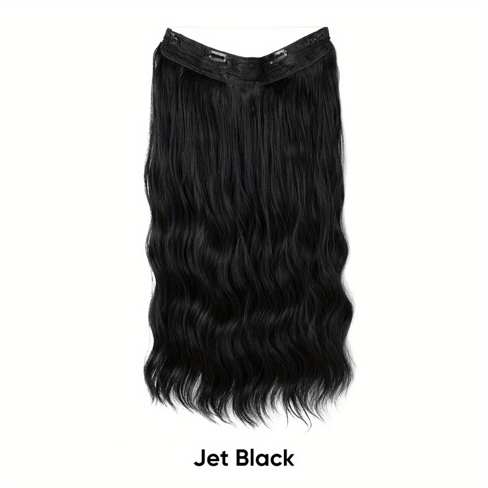 Unisex Multicoloured Invisible Wire Hair Extension Clip In Long Synthetic Wave Curly Hairpiece For Women Girls