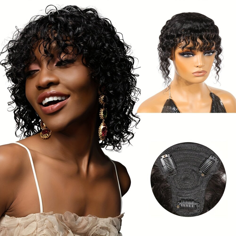 T part Hair Toppers For Women 100 Real Human Hair Deep Wave Hair Toppers Hair Pieces With Bangs Wiglets Hairpieces For Thinning Hair Clip In Human Hai