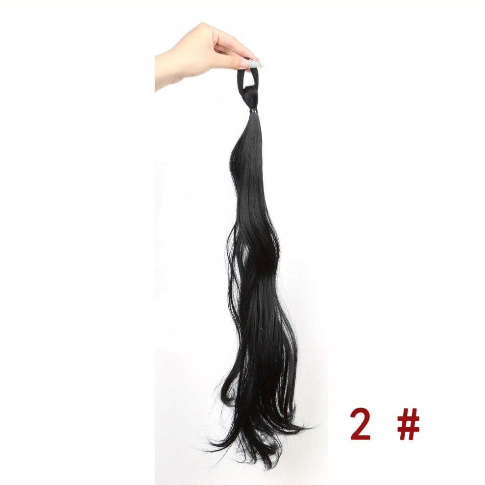 Unisex Multicoloured Synthetic Curly Ponytail Hairpiece Braided Ponytail Hair Extension Braids Pony Tail With Elastic Band