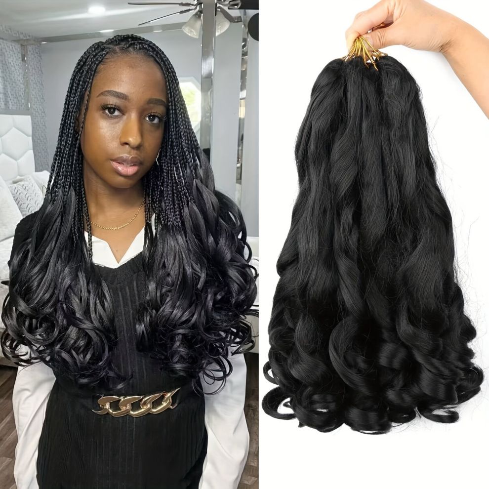 Unisex Multicoloured French Curly Crochet Braids Braided Hair Crochet Wavy Hair Extensions Synthetic Spiral Curly Hair