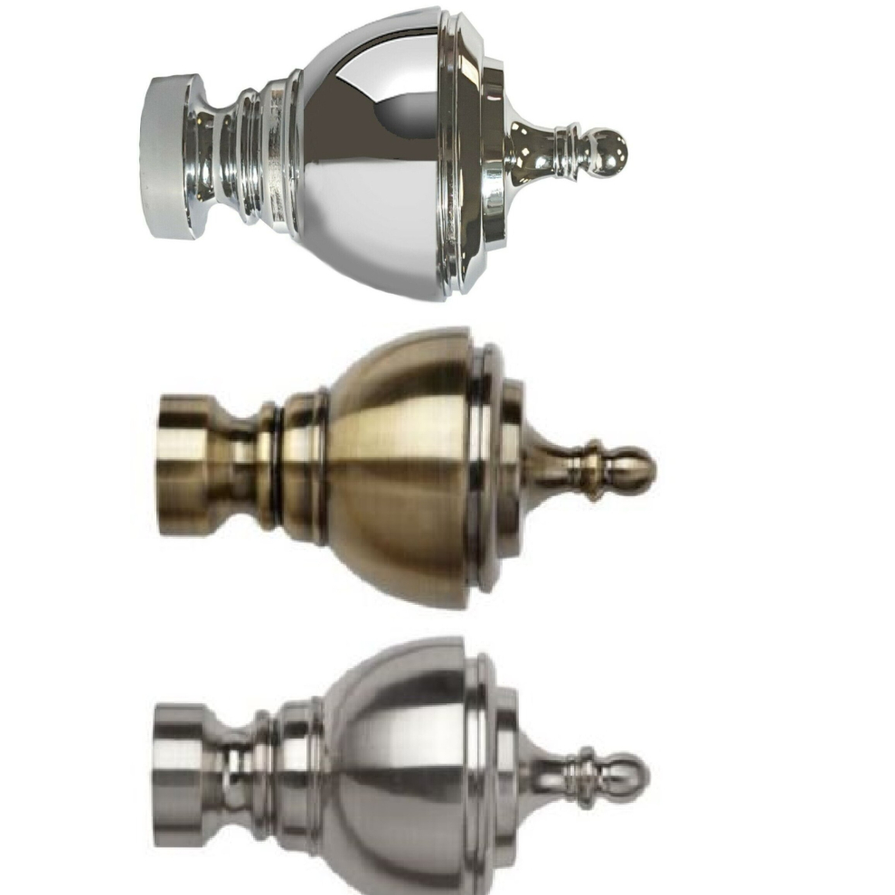 (Satin Silver ) 28mm Vienna Curtain Pole Finials Pack of 2