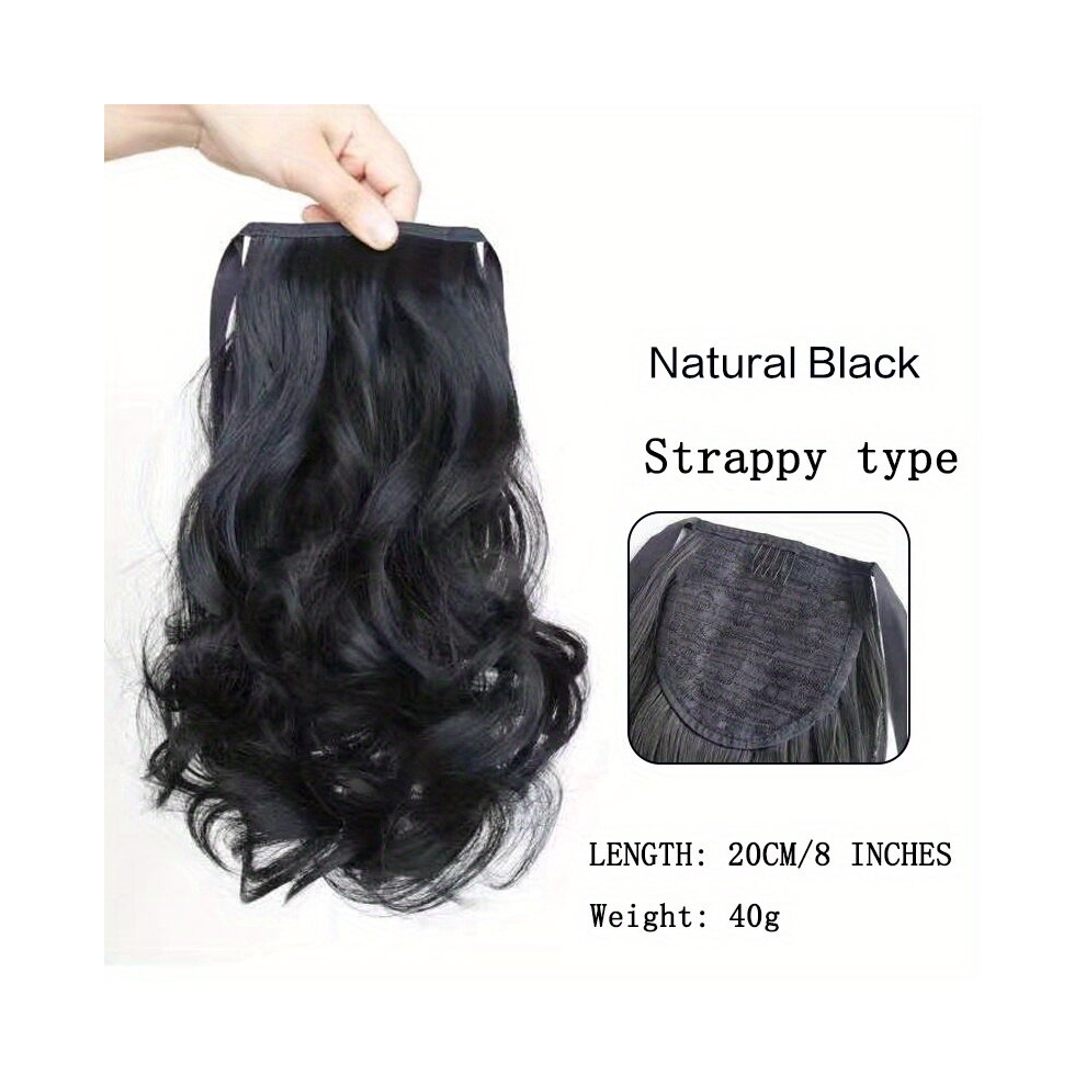 Ponytail With Hair Tie Wrapped Around Curly Wavy Ponytail Extensions Synthetic Clip In Hair Extensions Natural Looking For Daily Use