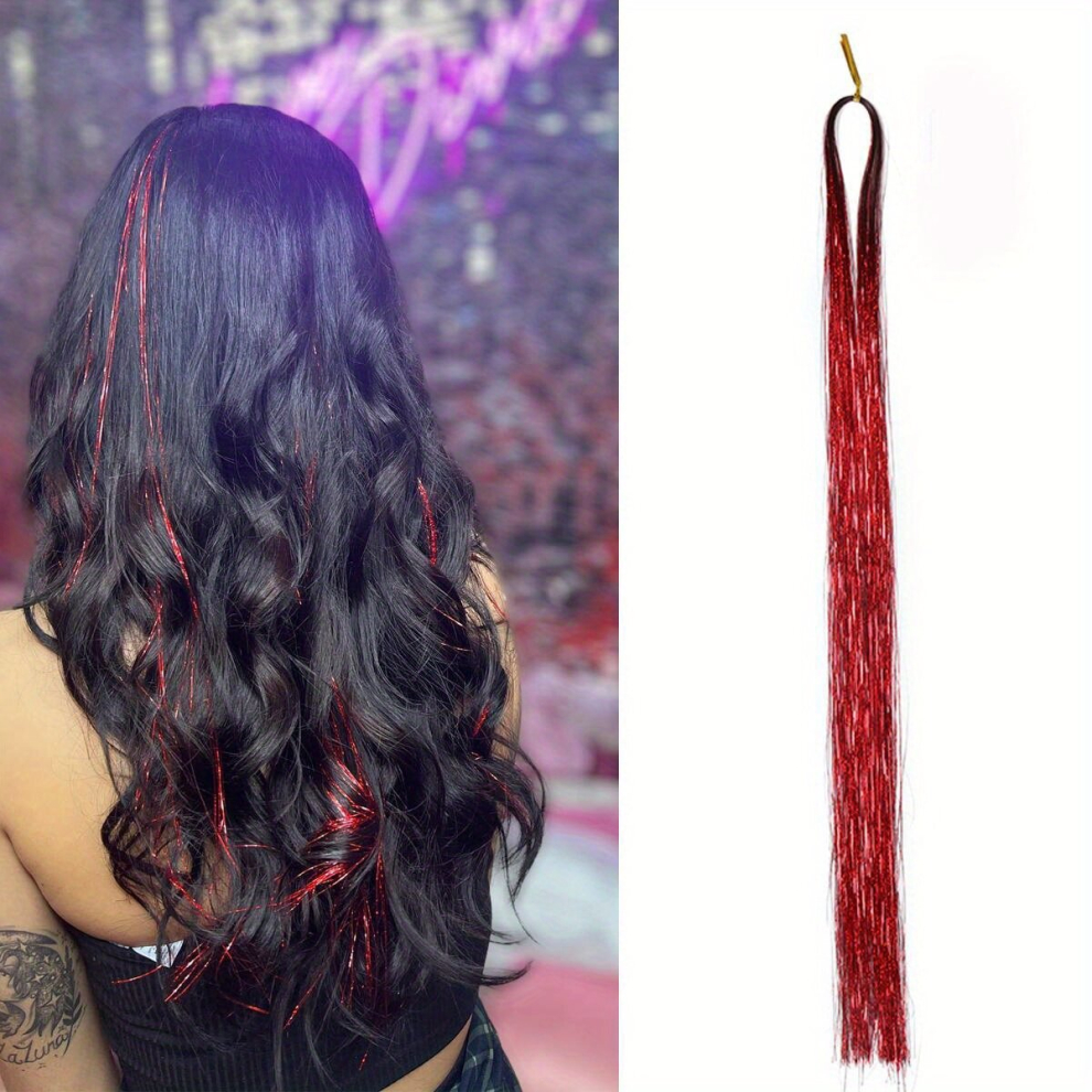 Tinsel Hair Pieces 91 44 Cm 100 Strands Glitter Tinsel Hair Extensions For Women And Girls Sparkling Shinny Fairy Hair Accessories For Christmas Year