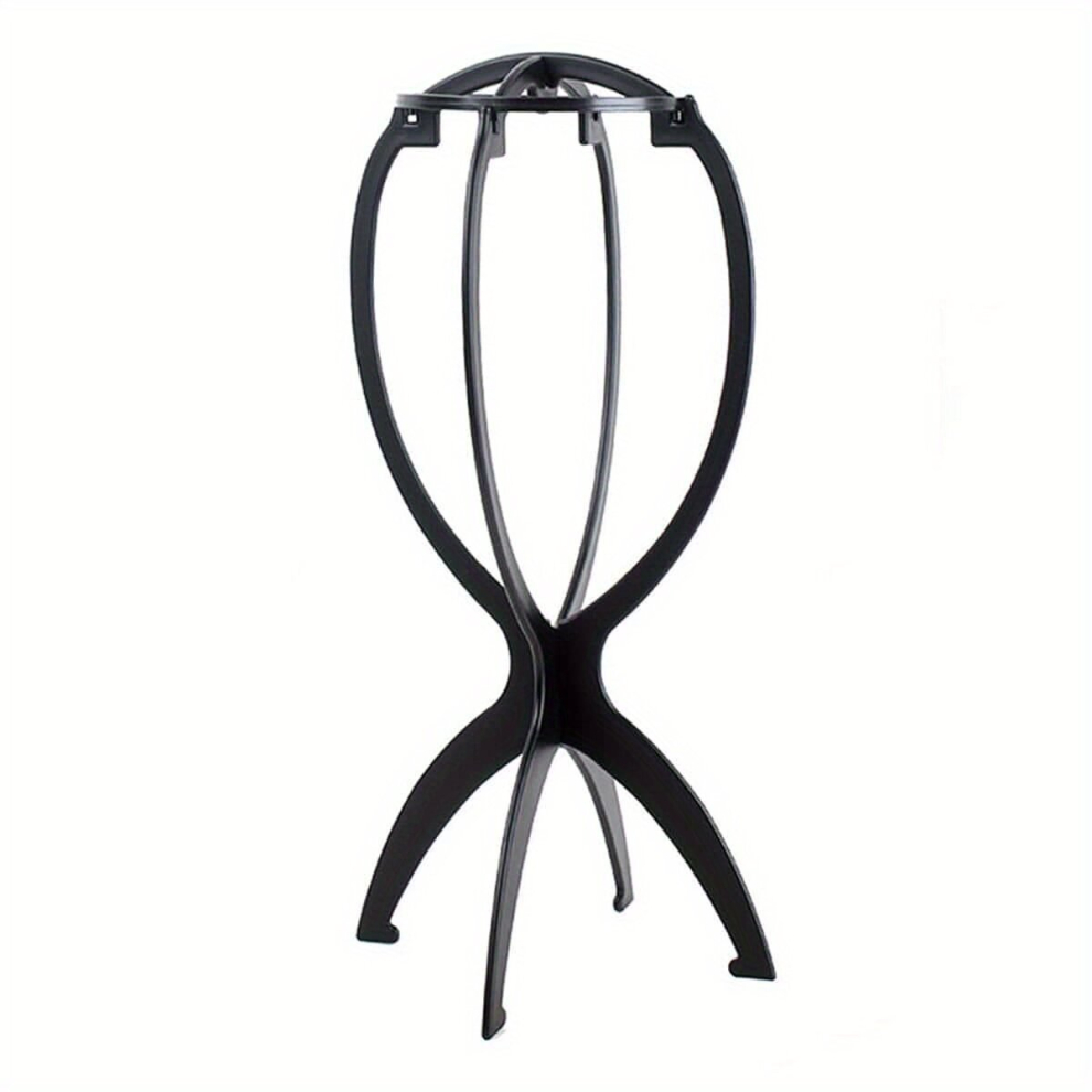 Unisex Black Solid Wigs Display Stand Portable Folding Hat Hairpiece Holder Durable Folding Wig Display Tool