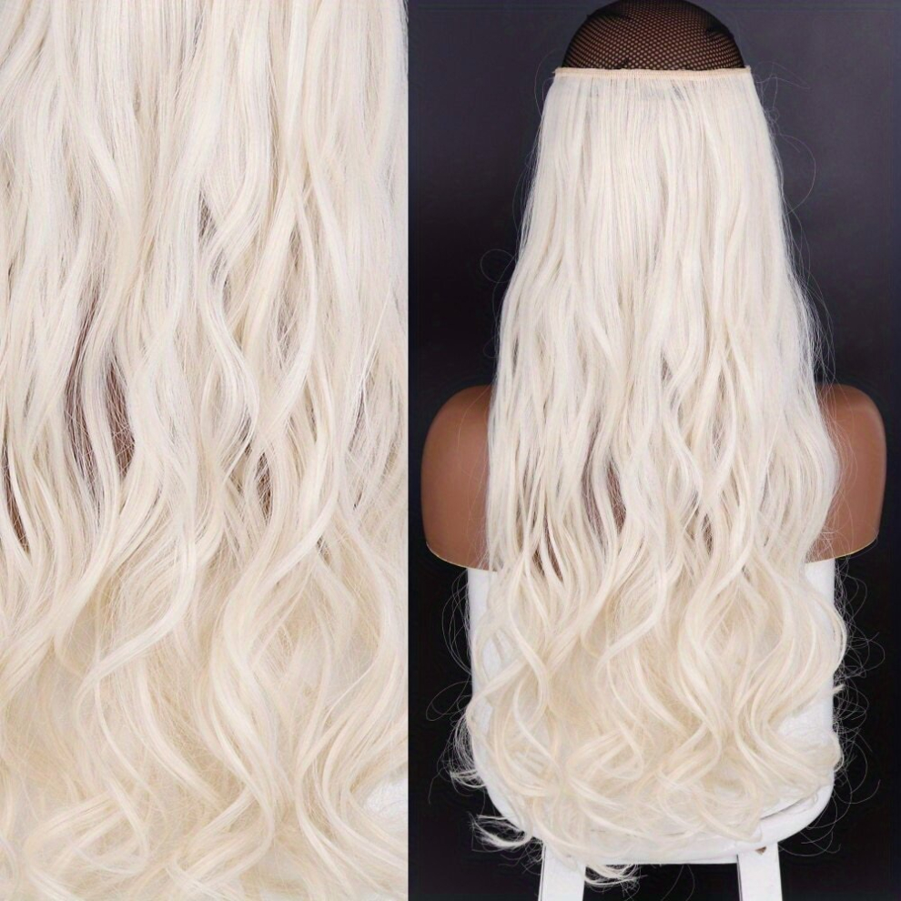 55 88 Cm Synthetic Natural Wavy Curly Hair Extensions With Invisible Wire One Piece False Hairpieces For Woemn Girls