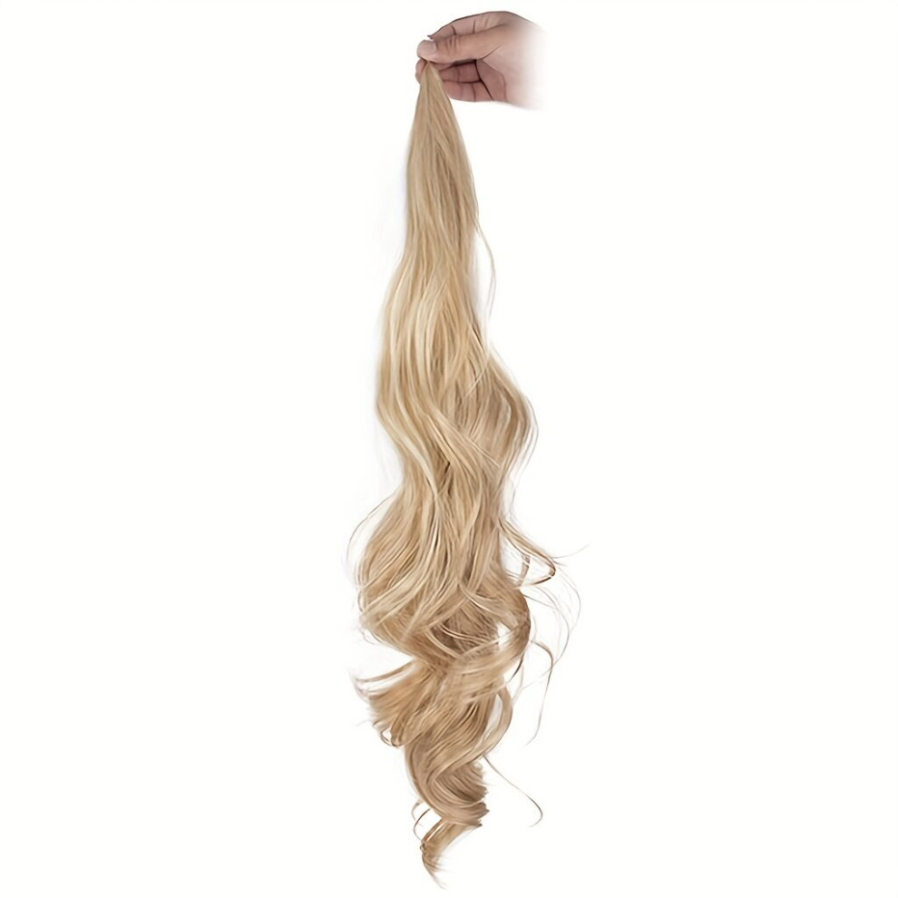 Unisex Multicoloured Ponytail Wrapped Around Long Wavy Ponytail Extensions Synthetic Hair Extensions Natural Looking For Daily Use