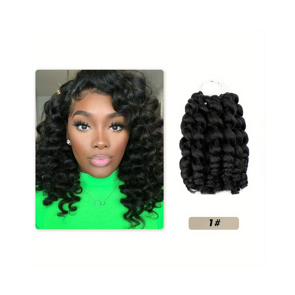 Unisex Black Synthetic 20 32 Cm 20 Strands Jumpy Wand Curl Braids Extensions Jamaican Bounce Crochet Braid Braiding Hair Extension For Women Girls