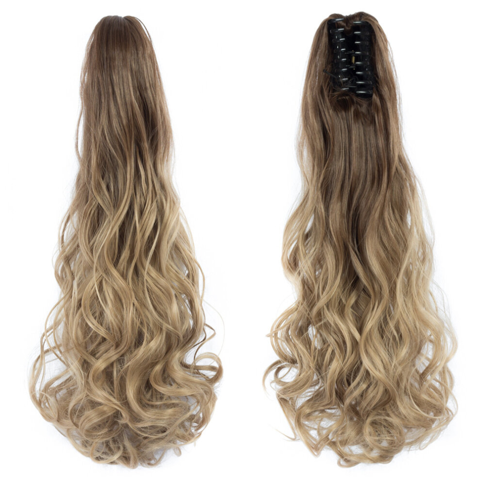 22 Inch Synthetic Curly Wavy Ponytail Extensions with Claw Clip and Drawstring Add Volume and Style to Your Hair