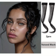 2pcs Straight Synthetic Hair Bangs Middle Part Bangs Clip In Hair Piece Or Women